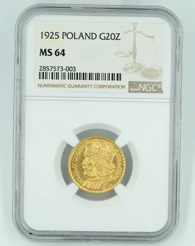 1925 NGC MS64 Poland Gold 20 Zlotych