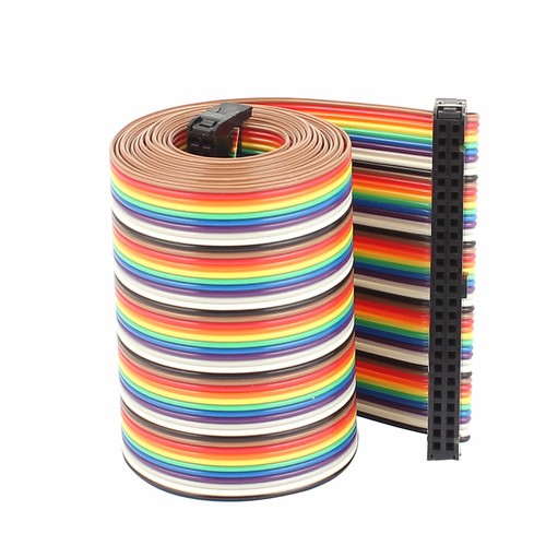 QUARKZMAN Lot De 5 Câbles Plat Ruban IDC 16 Broches - Pas 2.54mm, Largeur 20mm, Longueur 100cm - Connecteur FC à FC Pour PC, Écrans LED Et Extensions