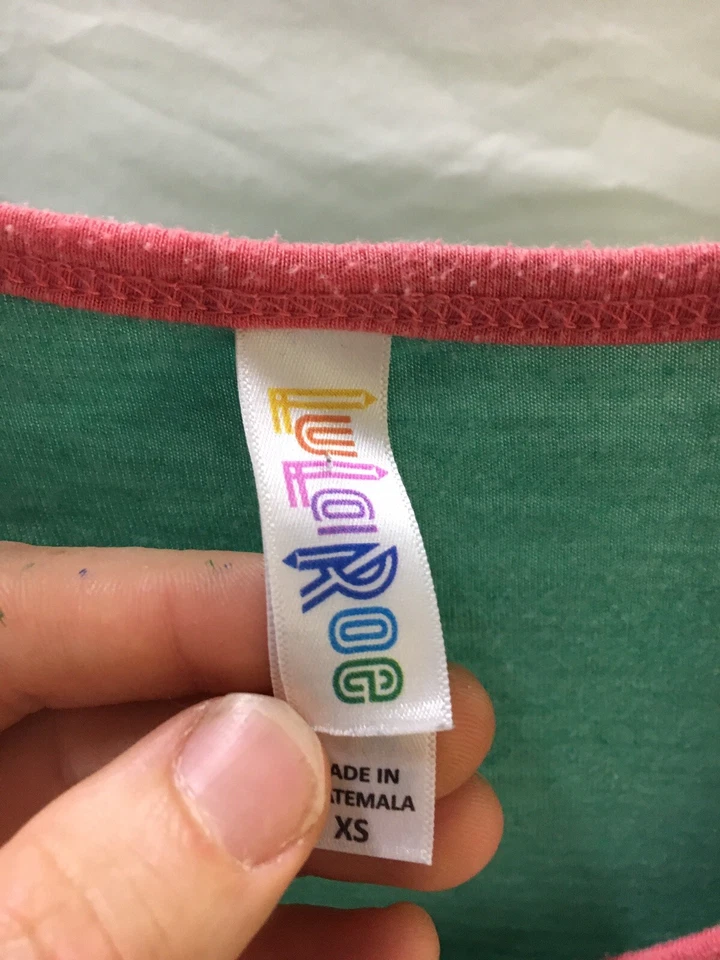 LuLaRoe Top Shirt Woman’s XS Aqua Green Short Sleeve Pullover Round Neck - Image 3 of 4