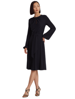 Lauren Ralph Lauren Womens Auren Navy Blue Balloon Sleeve A-Line  
