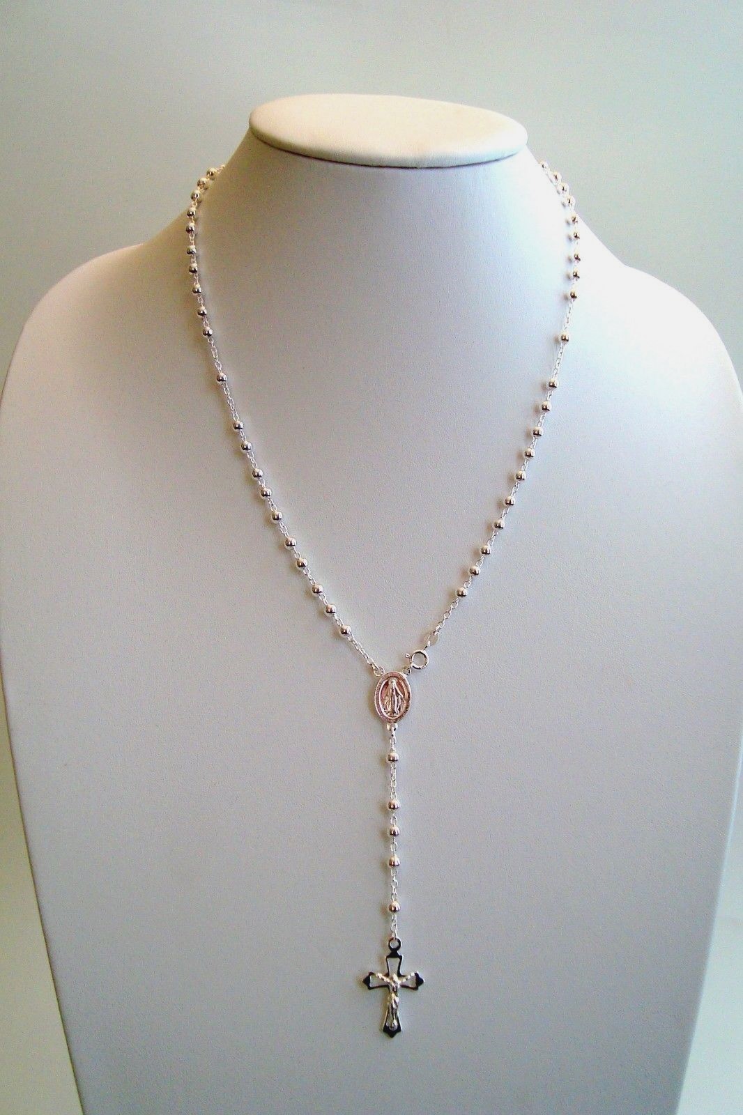 PLATA ESTERLINA 925 ROSARIO ITALIANO 4mm- 20" / ROSARIO DE PLATA ESTERLINA 925-20"