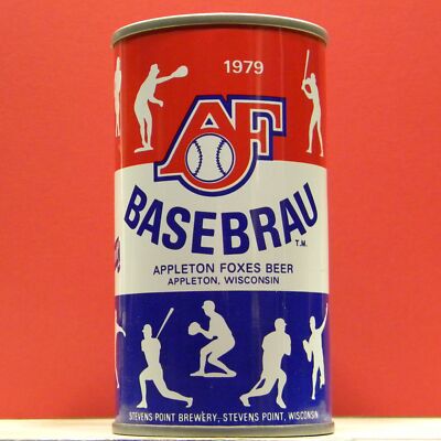 AF Basebrau Base Brau Beer 1979 R-W-B Can Appleton Foxes Stevens Point Wi 148 BO