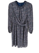 Women’s Banana Republic Crew Neck Tie Waist Sheath Blue Dress Size  4