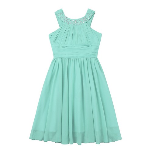Mädchen Festlich Chiffon Kleider Kinder Sommer Hochzeits gefaltete Partykleider - Bild 7 von 63