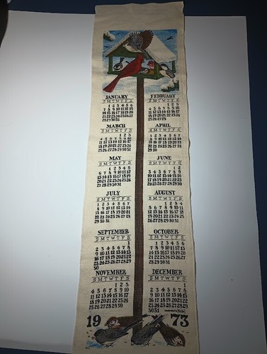 Vintage 70er Jahre Vogel Leinen/Stoff Kalender Konvolut (4) RAR ALLE VERSCHIEDEN - Bild 9 von 10