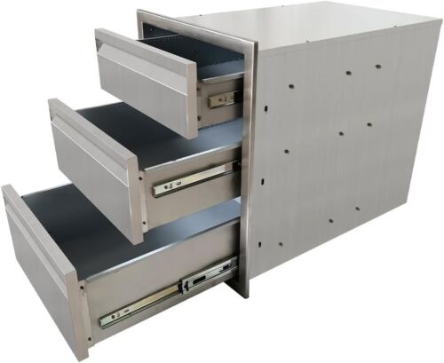 Outdoor Kitchen Stainless Steel Triple Access Drawers with Flush Mount Handle - Picture 2 of 7