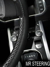 FOR LEXUS LS 400 1995-2000 TRUE LEATHER STEERING WHEEL COVER WHITE DOUBLE STITCH