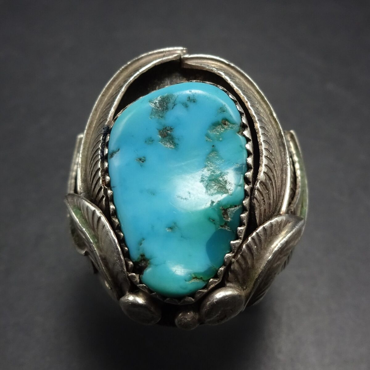 ROBUST Signed Vintage J.C. Navajo TURQUOISE Sterling Silver ROBUST Signed Vintage J.C. Navajo TURQUOISE Sterling Silver