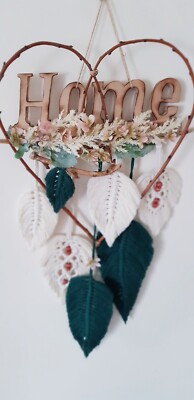 Makramee Wandbehang. Blätter. Boho Wohndeko. Geschenk. Wandteppich.Baumwolle.Holz.35cm×73cm