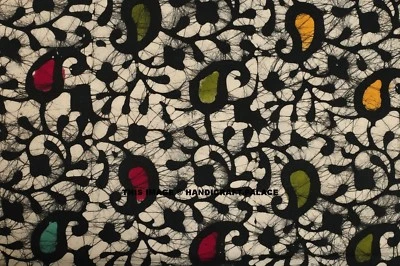 Coton Batik Cachemire Tissu Indien Sanganeri Main Bloc Imprimé Handmade Par Yard - Photo 1/3