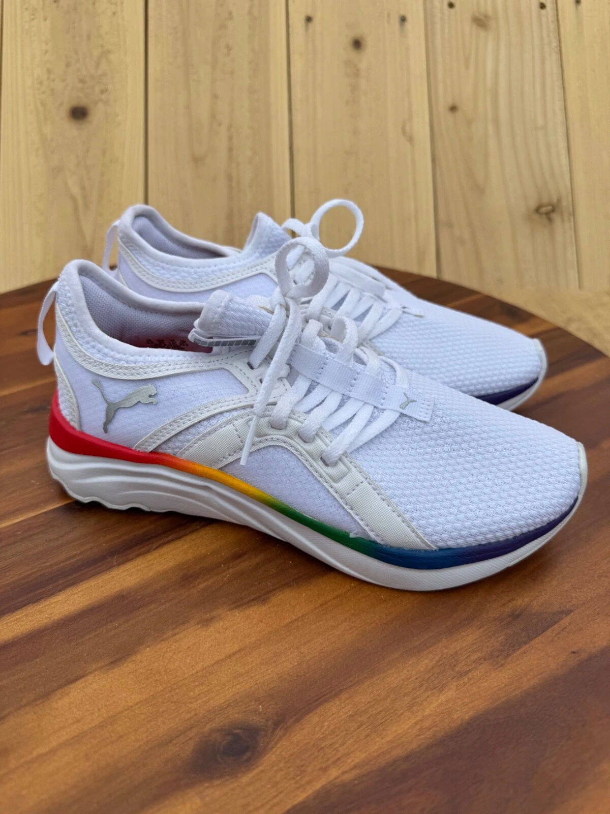 Scarpe sneakers Puma bambina Softride Sophia Rainbow Jr stringate bianche ragazzo 4 5