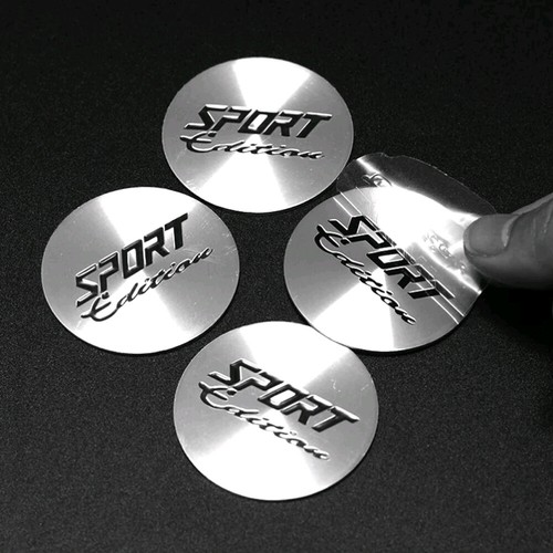 4x Silver SPORT Edition Logo Car Wheel Center Cover Hub Cap Emblem Badge Sticker - Picture 5 of 8