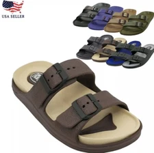 New Men's Summer EVA Rubber Lightweight Double Slide Flat Beach Sandal Slipper