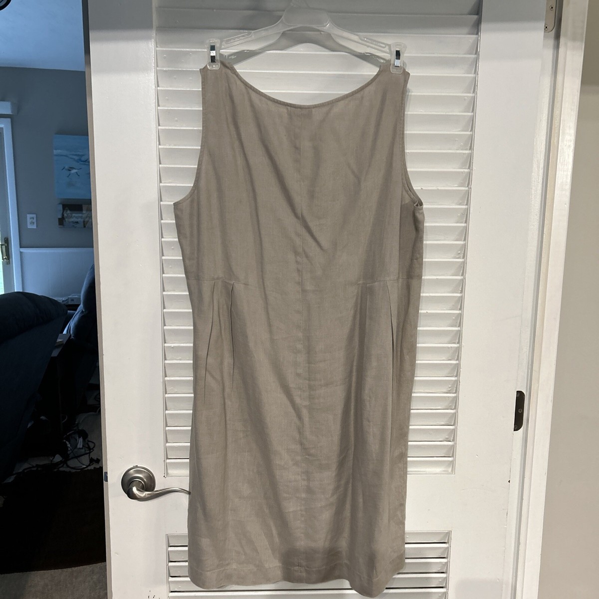 J Jill 100% Linen Sleeveless Casual Tank Shift Dress Tan Sz 14 | eBay