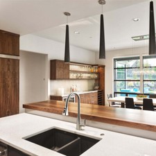 Single Hole Kitchen Faucet with Solid Stainless Steel Body, Pullout ABS Sprayer
