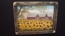 Primitive Country Print *SUNFLOWERS in front of Barn* 10" x 8"