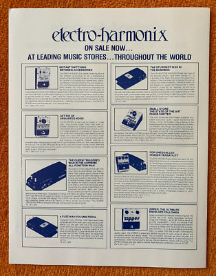Vintage 1975 ELECTRO-HARMONIX  Catalog-4 pgs with 30 products!  -MINT!!!
