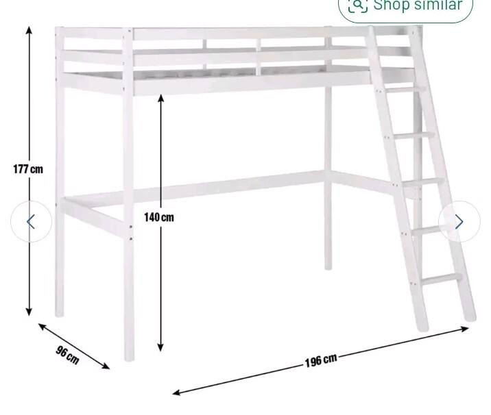 White Single High Sleeper BedFrame eBay