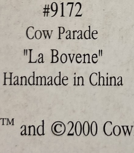 LA BOVENE - COW PARADE #9172 STAMFORD Ceramic 2001 January Retired - Picture 6 of 6