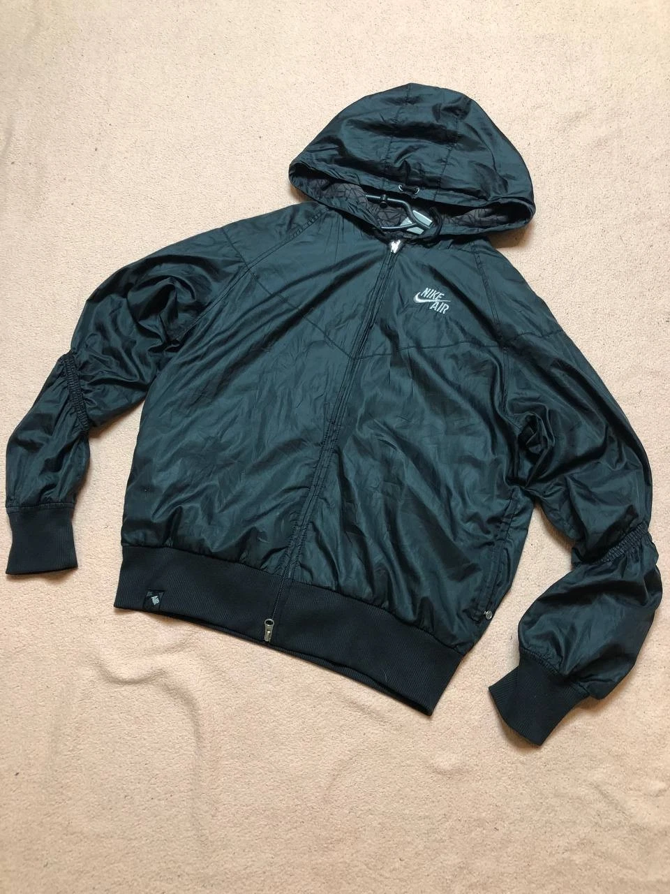 Nike Jacket Women L Black Full Zip Running Distressed Unisex Girls 90s Y2K JPNS