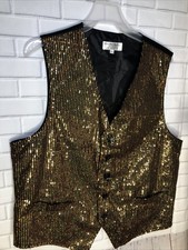 Mens Vesuvio Napoli Gold Vest With Matching Bow Tie Size Large