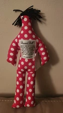 Dammit Doll 12” Plush Stress Reliever/Voodoo Doll Red  W/ White Dots Black Hair