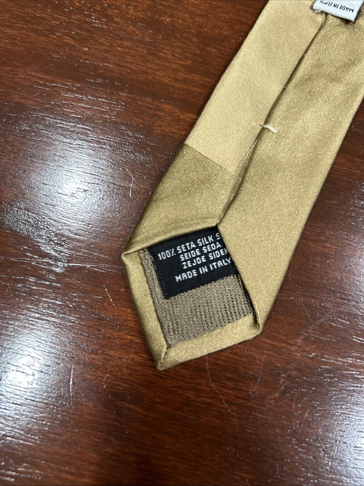 Dolce & Gabbana 100% Silk Tie Solid Gold Satin Made in Italy 59” x  4” - Image 4 of 4