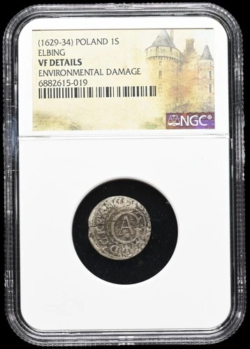 POLAND, Elbing. Gustavus Adolphus, 1629-34, Billon Solidus, NGC VF Details