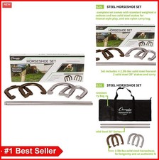 Horseshoe Set 4 Solid Steel Shoes 2 Stakes 20 Inch Outdoor Lawn Game Carrying