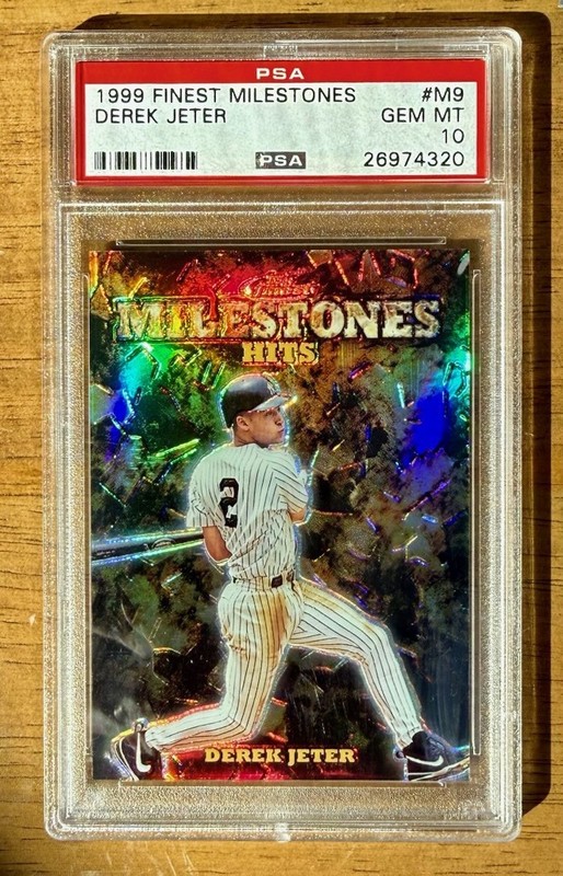 1999 Topps Finest DEREK JETER #M9 Milestones Hits Refractor/3000 PSA 10 Yankees