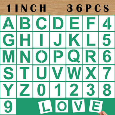 Mossdecal 36PCS Letter Stencils 1 Inch Reusable Plastic, Small Alphabet and Numb