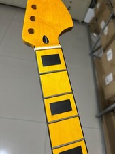 Yellow Big Head Stainless steel 22fret Maple Guitar Neck Black block inlay Satin