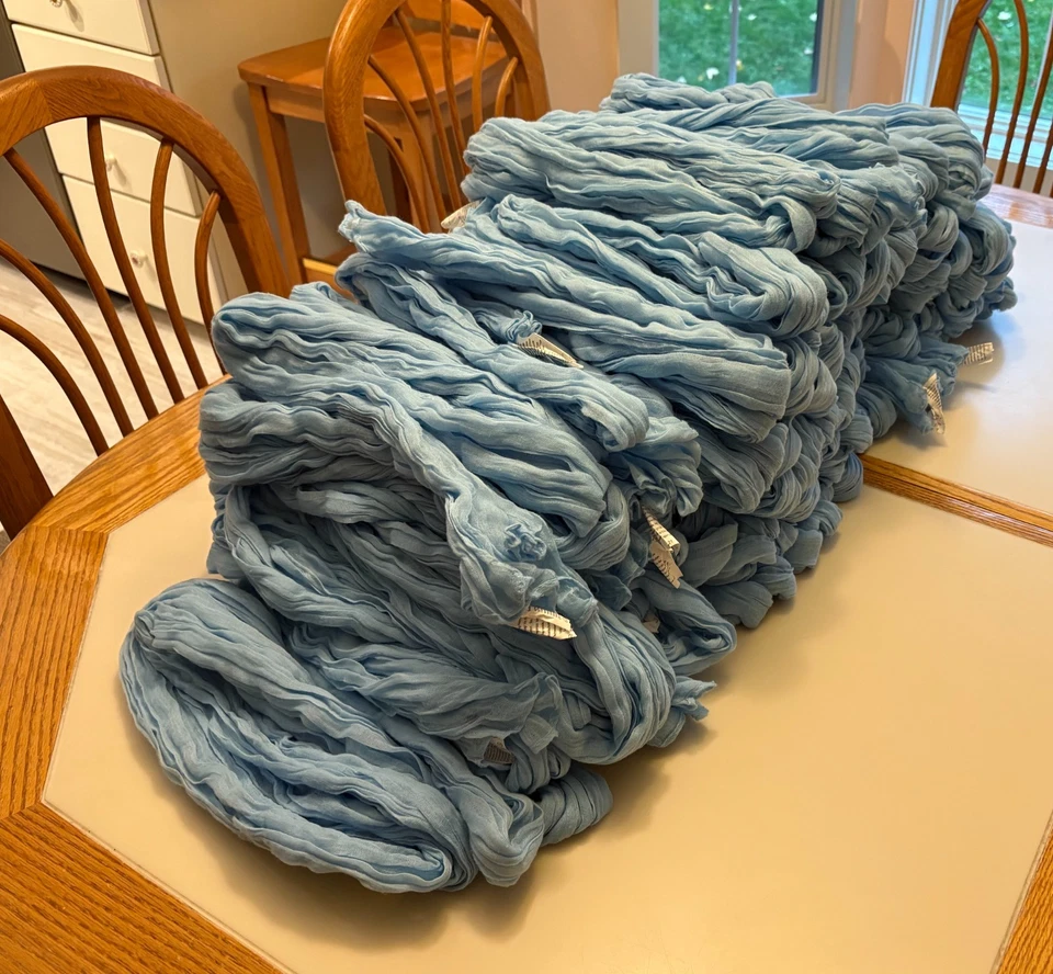 89 Light Blue Cheesecloth Chair Sashes/Table Runners 16" x 108" Wedding Decor - Image 2 of 4