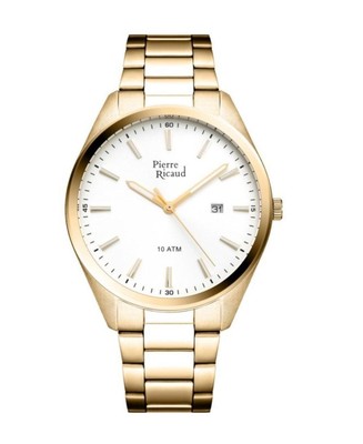 PIERRE RICAUD Men Quartz Casual Watch Classic Dress Silver Dial Waterproof 41mm