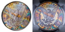 1883-O NGC MS63 MORGAN $ INUSUAL MAGNÍFICO VIBRANTE TONO ARCO IRIS (VIDEO} **
