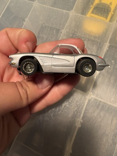 TYCO HO Scale Slot Car Gray w/ White Top 1960 Chevy Corvette Bench Tested