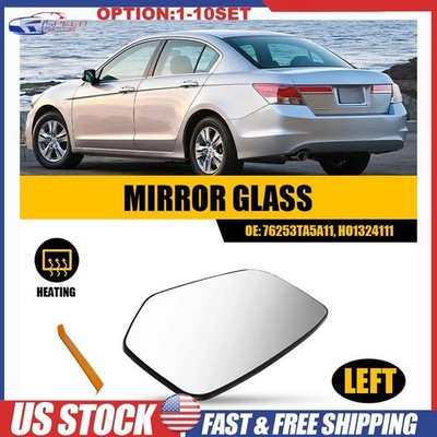 Left Heated Mirror Glass Fit 2008-2012 Honda Accord Driver 76253TA5A11 USA 1-10X