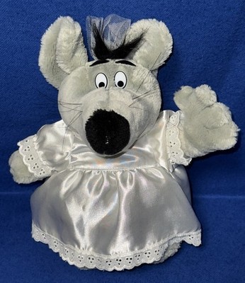 Kuscheltier Uli Stein Maus Braut grau + Brautkleid 30cm (A1)