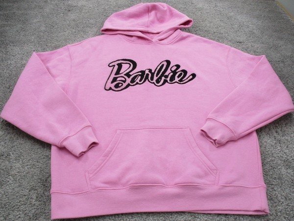 Barbie Hoodie/Pullover/Sweatshirt XS Long Sleeve Cotton Pink Logo