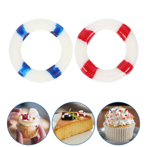  12 Pcs Lifebuoy Cake Decoration Desktop Miniature Swim Ring House - Zdjęcie 8 z 12