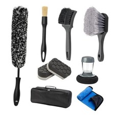 9Pcs Car Wheel Brush kit, Tire Brush, Microfiber Flat Wheel Cleaner Brush,