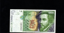1000 PESETAS  VERY FINE   BANKNOTE FROM  SPAIN  1992   PICK-163