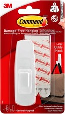 Command Large Utility Hook, Pack of 1 Hook and 2 Adhesive Strips, White - Damage 6.05 per strip
