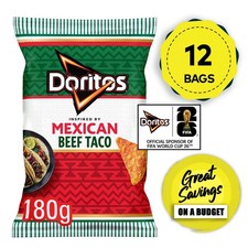 Doritos Tortilla Crisps Mexican Beef Taco Tortilla Sharing Snacks 12 x 180g