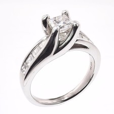 14K White Gold 1.55 Carat Princess Cut Diamond Engagement Ring