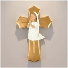 7.87 inch First Communion Girl Wall Cross Resin Catholic Religious Wall Decor