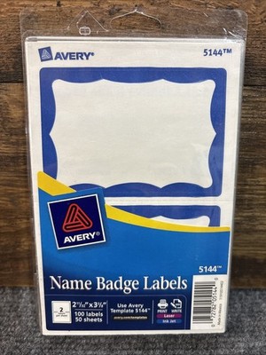 Avery  Printable Self-Adhesive Name Badges 2 11/32 x 3 3/8 Blue Border 100/Pack