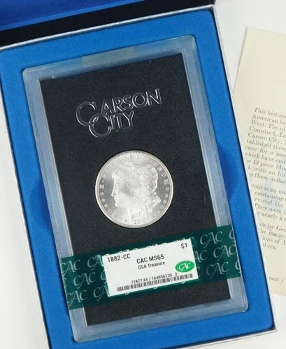 1882-CC $1 GSA Hoard Morgan Silver Dollar CAC MS65 Gem Box + COA C4211