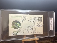 Autographed Manchester United 1974 First Day Cover Best, Law, Charlton, Busby
