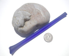 Sea Glass, Long 7 " Round Cobalt Blue